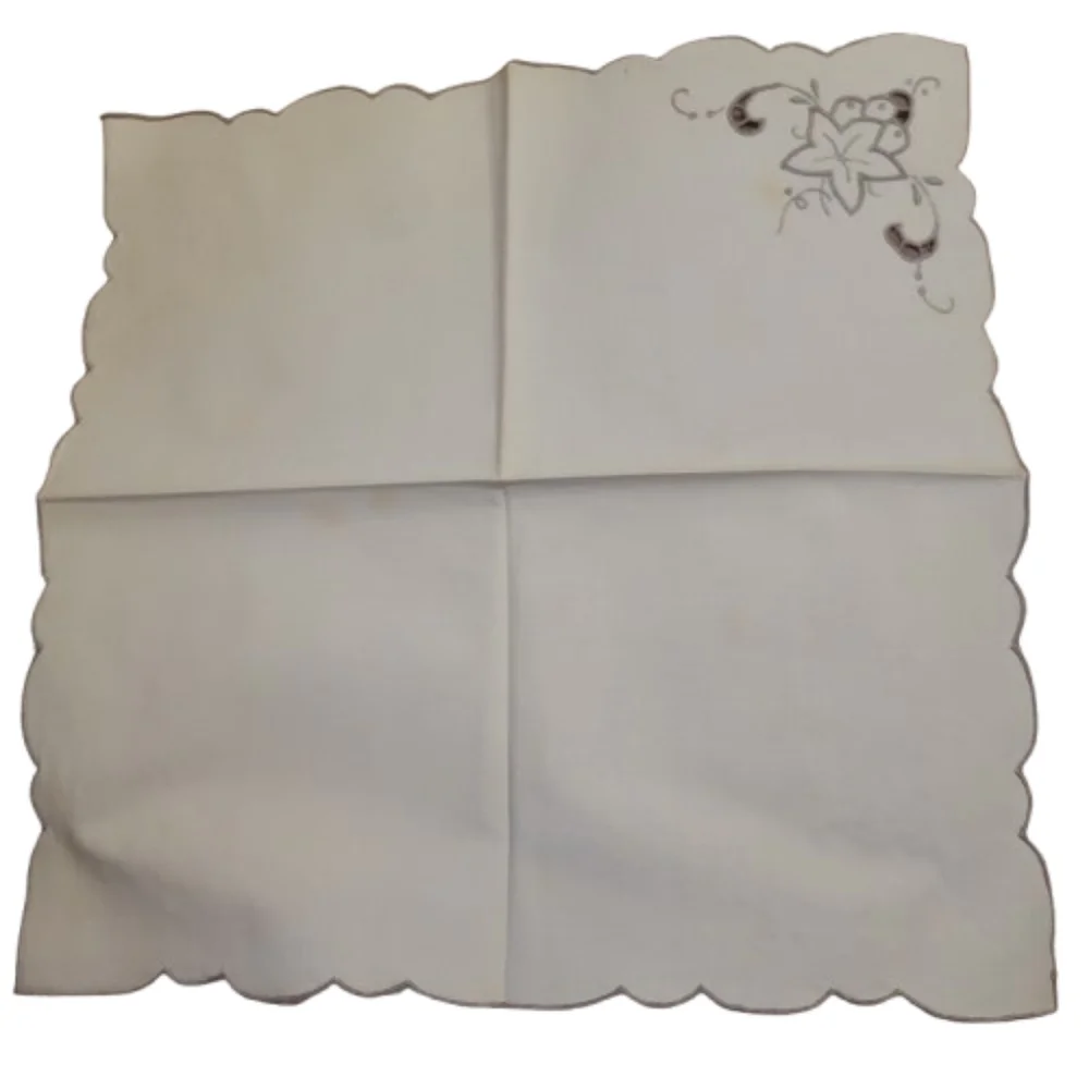 Vintage Embroidered Napkin Set Cream Floral Linen Cottagecore Table Linens